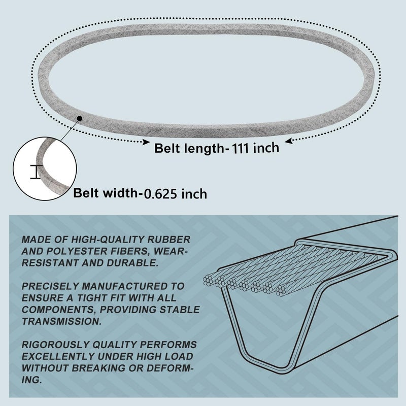 Holdly 5/8 x 111'' Mower Belt for John Deere M110313 M154958 Cub Cadet 754-04055 954-04055 Cub Cadet 754-04041 954-04041 MTD 754-04041 954-04041 Lawn Mower Belt Kevlar Lawn Mower Belt (M154958) - Image 2